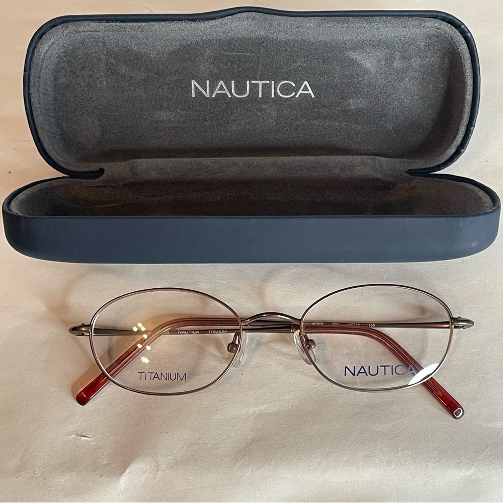 Nautica N7806 New Titanium Eyeglass Frames Men Unisex Brown Metal 49-19-135